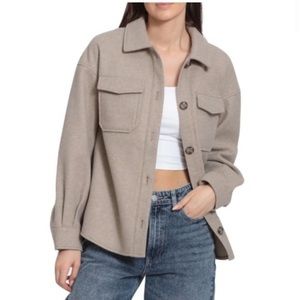 Avec Les Filles Relaxed Cozy Knit-Back Shacket